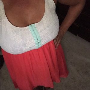 Buckle brand daytrip lace coral white dress Sz L❤️